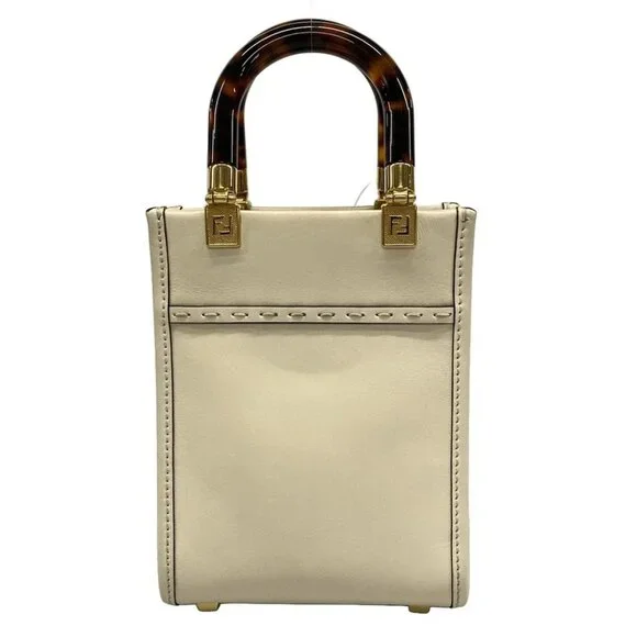 FENDI Sunshine Shopper 2WAY 8BS051 Cream Leather - Women's Tote Bag - Picture 3 of 14